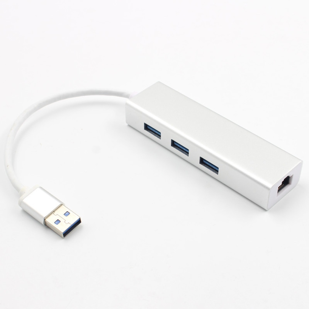 3 Ports USB 3.0 Gigabit Ethernet Lan RJ45 Network Adapter Hub to 1000Mbps Mac PC Silver - Image 2