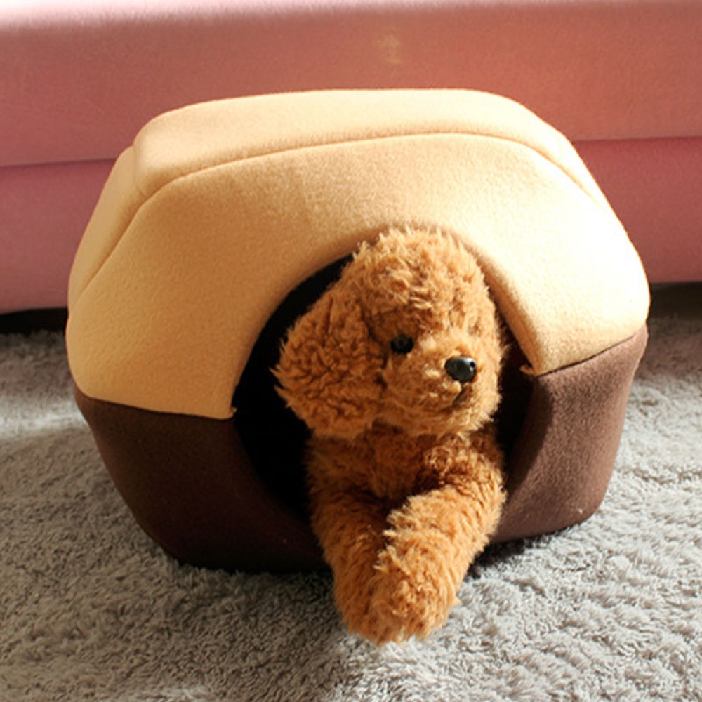 Foldable Soft Warm Winter Cat Dog Bed House Animal Puppy Cave Sleeping Mat Pad Nest Kennel Pet Supplies red_S - Image 3