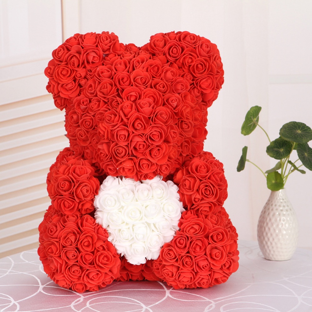 40cm Artificial Roses Cartoon Bear Toy Home Wedding Decoration Crafts black - Image 3