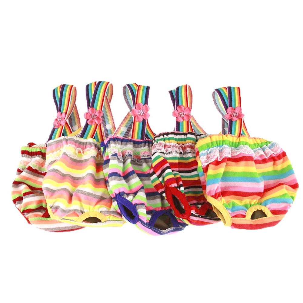 Cute Pet Stripes Printing Straps Physiological Pant for Dogs White gray purple stripes_L - Image 3