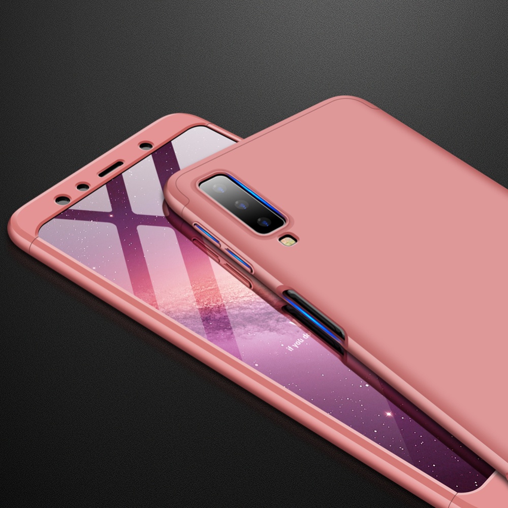 For Samsung A7 2018 3 in 1 360 Degree Non-slip Shockproof Full Protective Case Rose gold_Samsung - Image 2