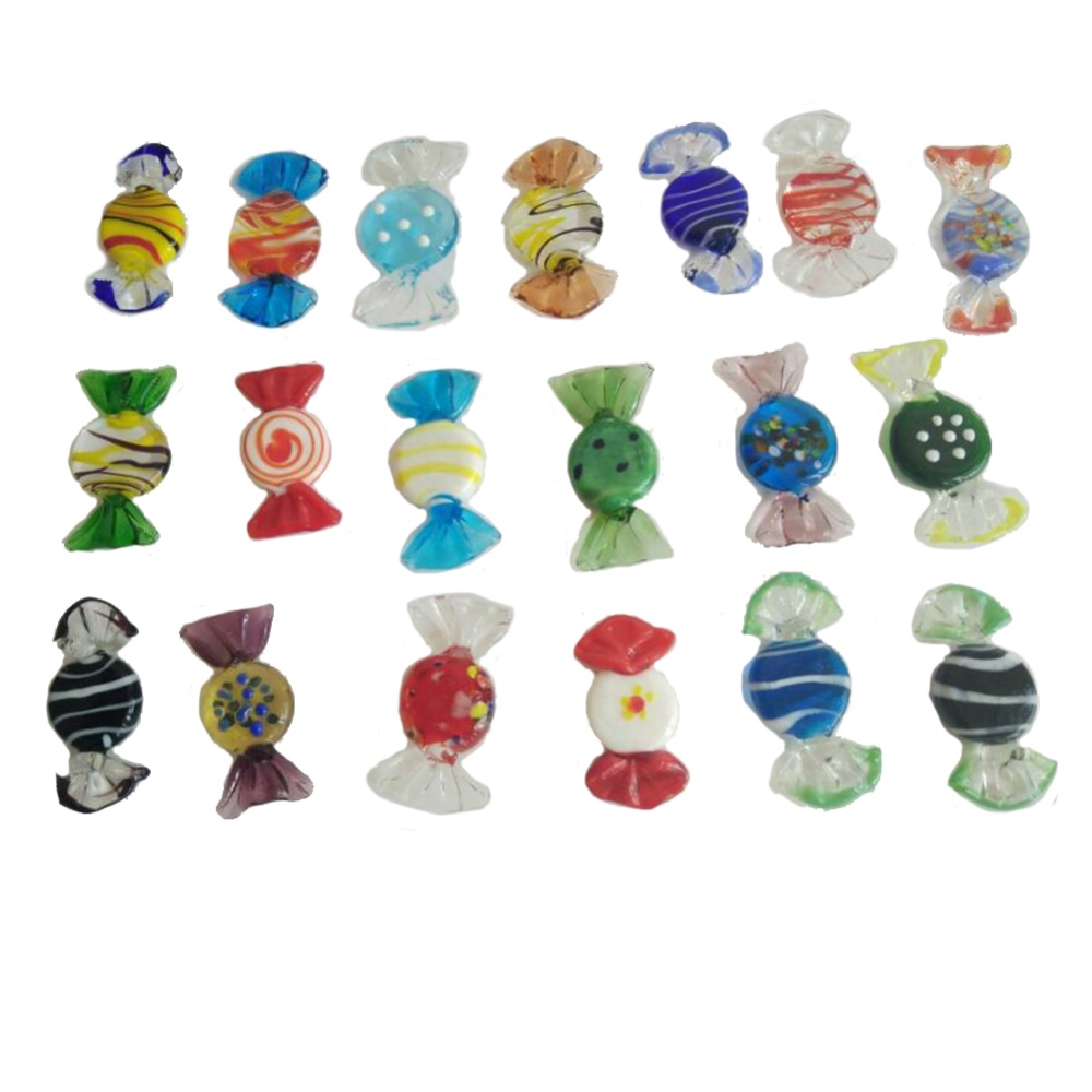 20pcs Vintage Murano Glass Sweets Candy Wedding Xmas Party Home Decorations Gift random