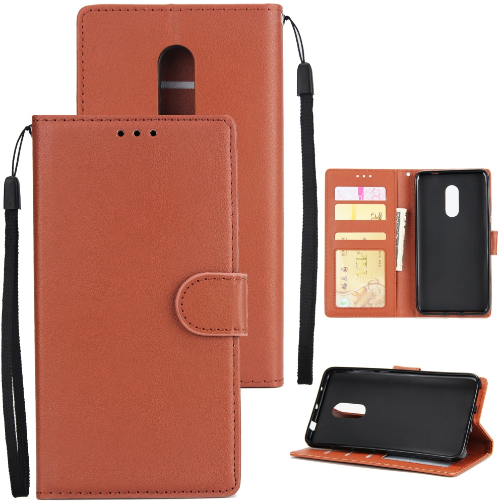 Ultra Slim PU Full Protective Cover Non-slip Shockproof Cell Phone Case with Card Slot for Xiaomi Redmi note 4 brown - Image 2