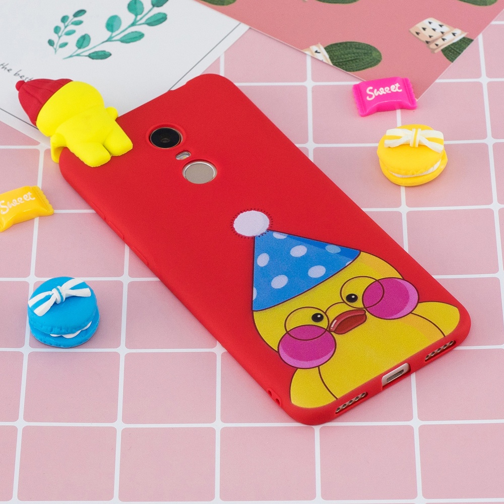 For Redmi 8/8A/5/Note 8T Mobile Phone Case Cute Cellphone Shell Soft TPU Cover with Cartoon Pig Duck Bear Kitten Lovely Pattern Red - Image 2