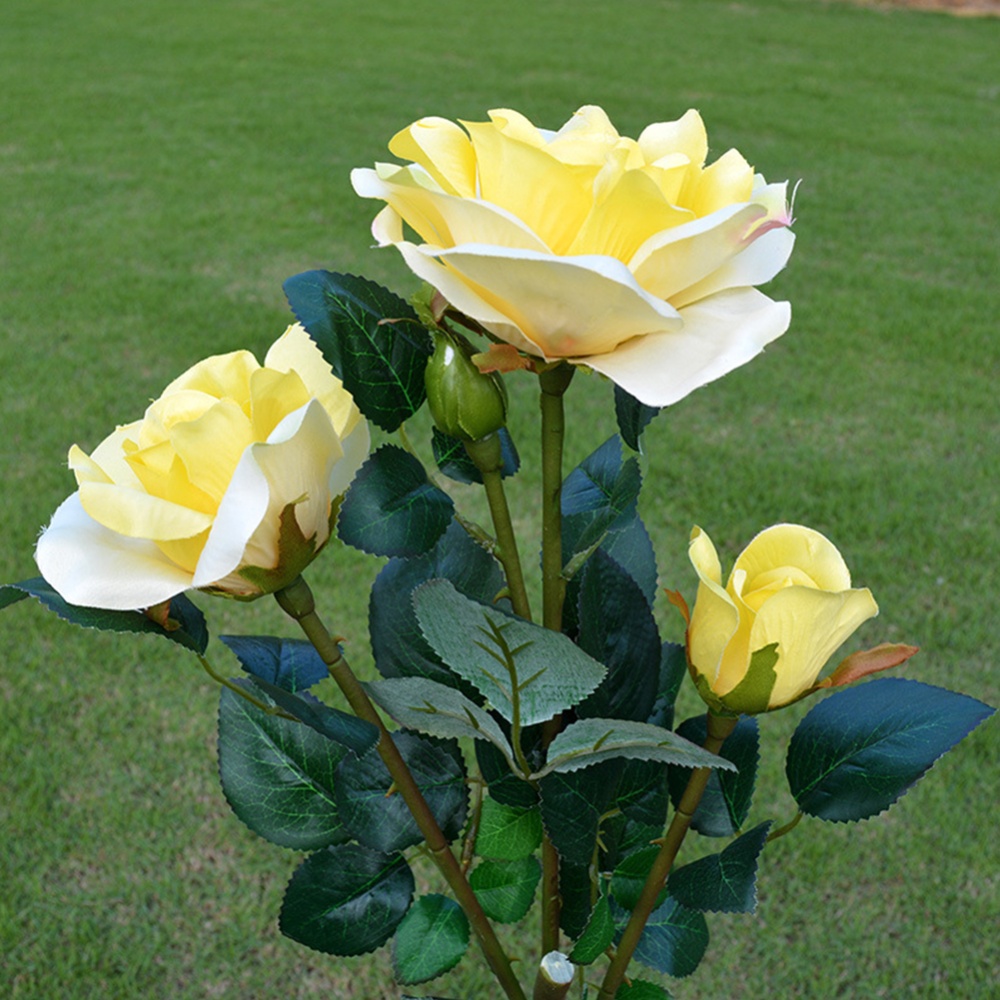 Waterproof Rose Flower Stake Lamp Yellow Light