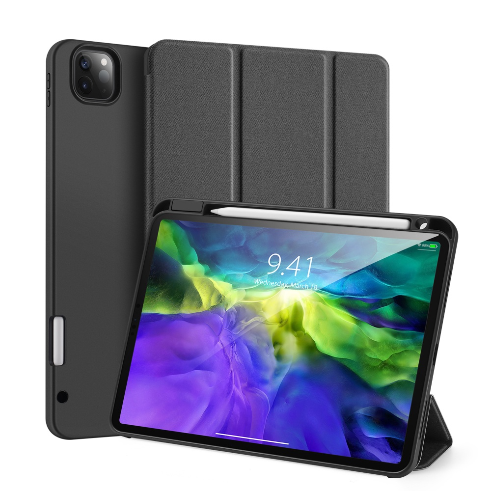 DUX DUCIS for iPad Pro 11 2020 Fall Resistant Leather Protective Case with Pen Holder Smart Stay Cover black - Image 2