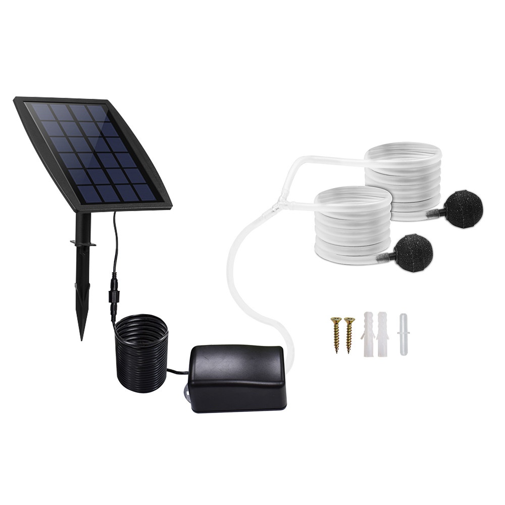 Solar-powered Oxygen Pump Oxygenator for Outdoor Fishing Fish Tank Aquarium black - Image 3