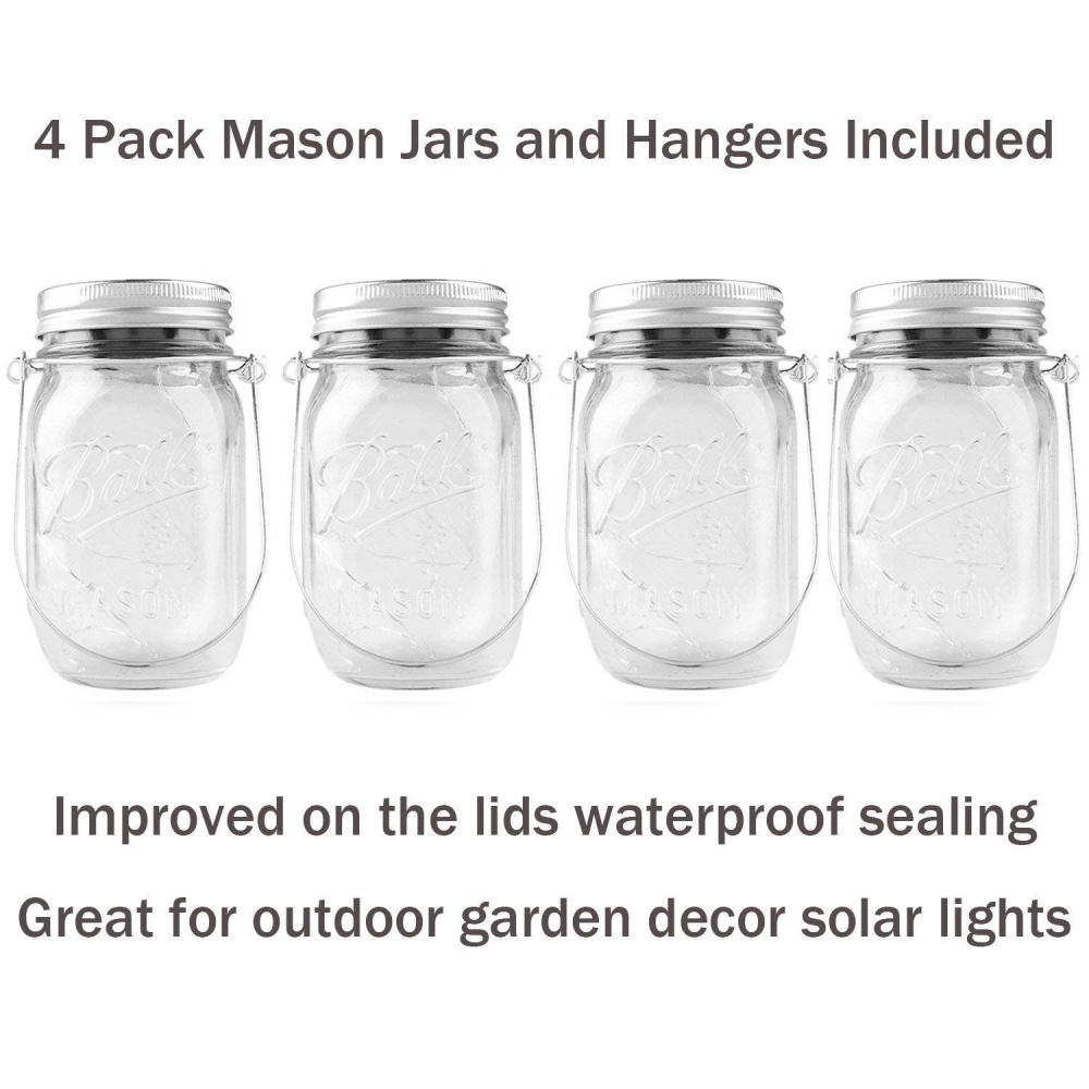 Hanging Solar Mason Jar Lights String Fairy Laterns Table for Patio Garden Yard Lawn 10LEDs warm white light - Image 3