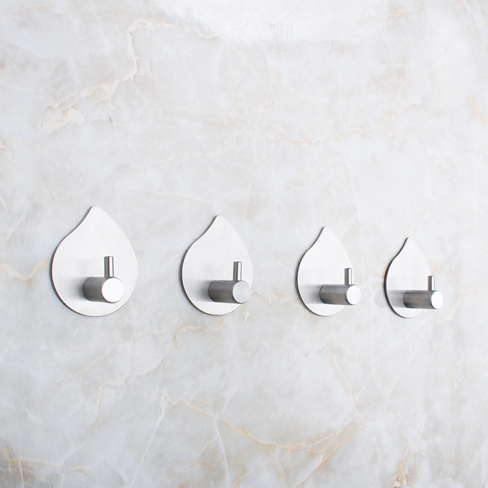 4Pcs Free Punching Drop Shape Stainless Steel Hanging Hooks for Kitchen Bathroom 4pcs - Image 3