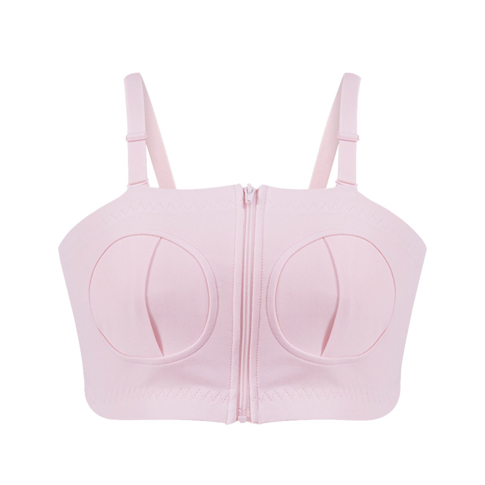 Women Cotton Maternity Bra for Nursing Push Up Hands Free Breast Pump Underwear Pink_One size