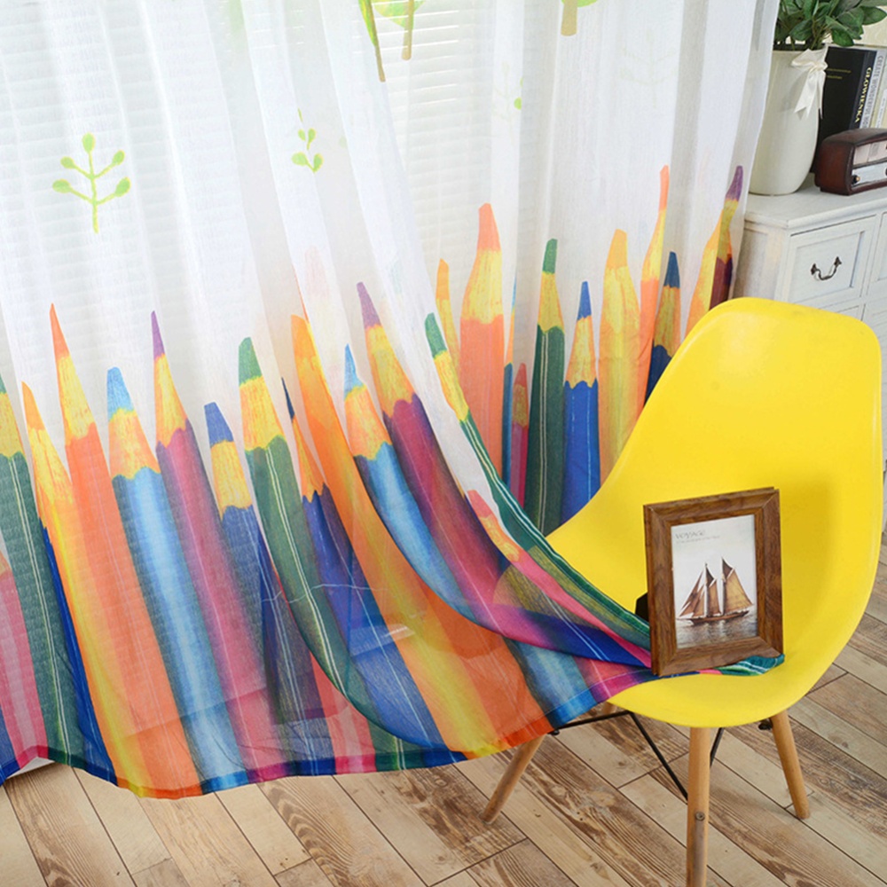 Pencil Printing Window Curtain Tulle for Living Room Bedroom Drapes Decor White pencil yarn_1m wide x 2.7m high - Image 3