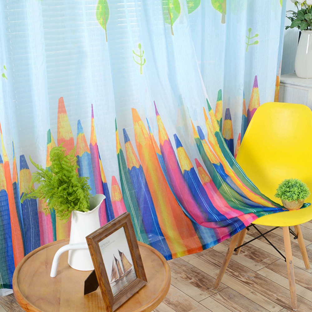 Pencil Printing Window Curtain Tulle for Living Room Bedroom Drapes Decor White pencil yarn_1m wide x 2.7m high - Image 2