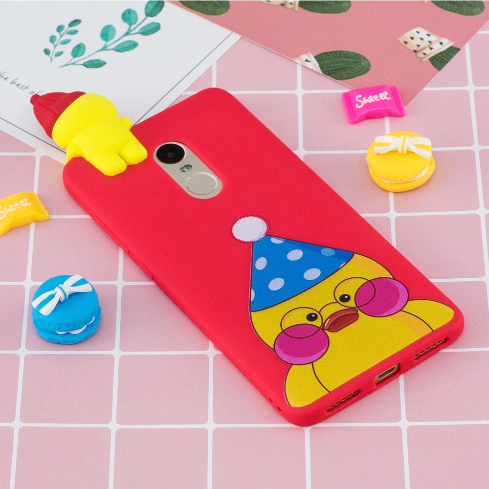 For XIAOMI Redmi NOTE 4X/NOTE 4 3D Cute Coloured Painted Animal TPU Anti-scratch Non-slip Protective Cover Back Case red - Image 2