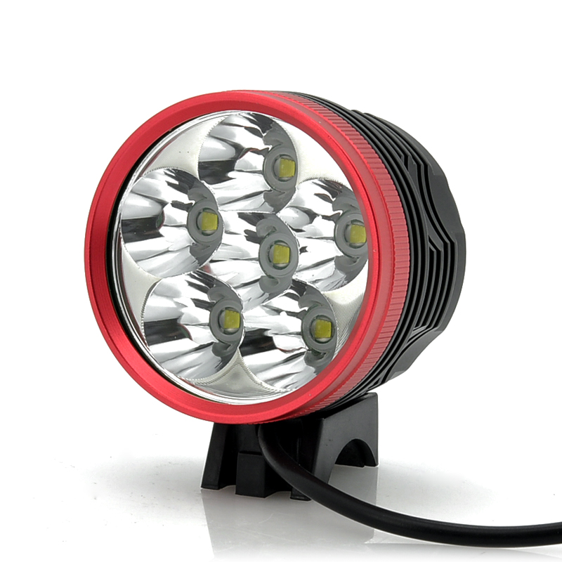 White Light Bicycle Lamp + Headlight - 6x Cree XM-L T6, 4500 Lumens, 5 Modes, IPX6 Water Resistant