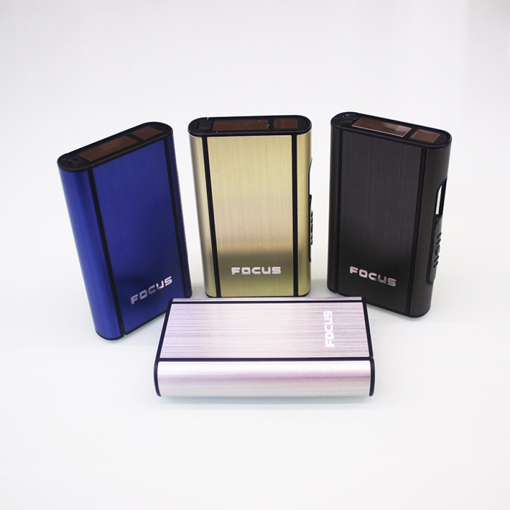 Aluminium Alloy Ejection Holder Portable Automatic Cigarette Case Windproof Metal Smoke Boxes blue_JDYH006 - Image 3