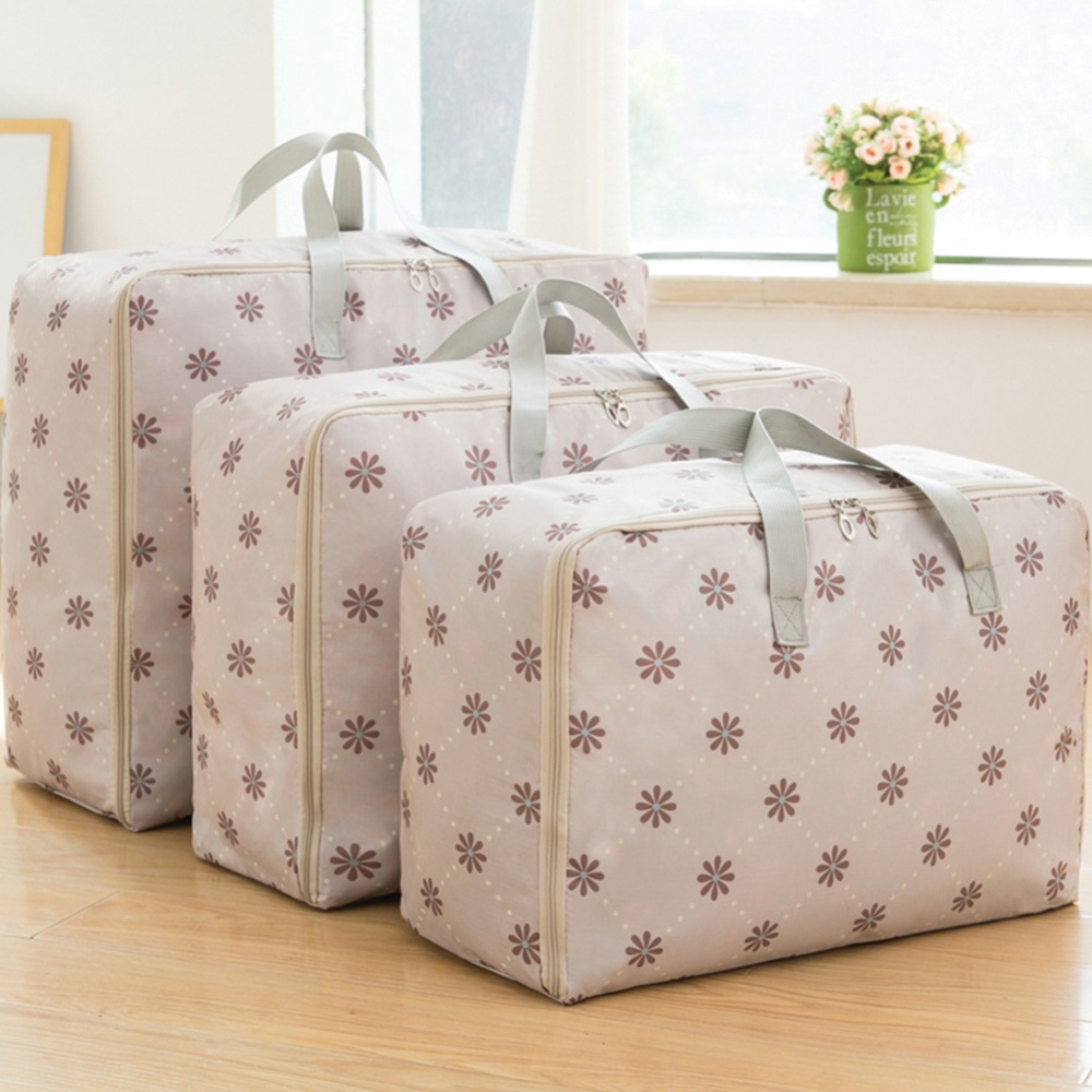 3Pcs/Set Large Capacity Oxford Storage Bag for Quilt Cloth Travel Luggage Container Gray circle_M+L+XL - Image 3