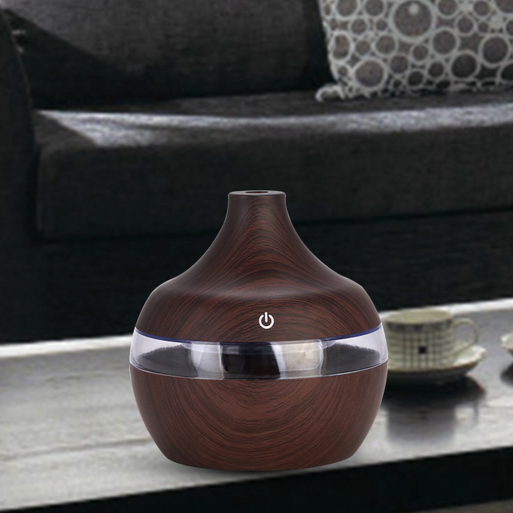 Water Drop Shape Air Humidifier USB Charging Mute Large Capacity Home Dark wood grain