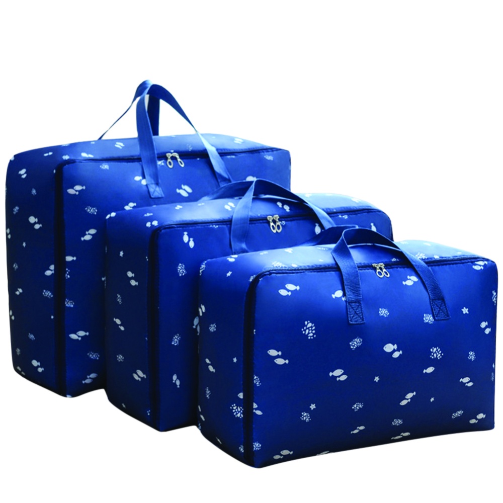 3Pcs/Set Large Capacity Oxford Storage Bag for Quilt Cloth Travel Luggage Container Blue rabbit_M+L+XL - Image 2