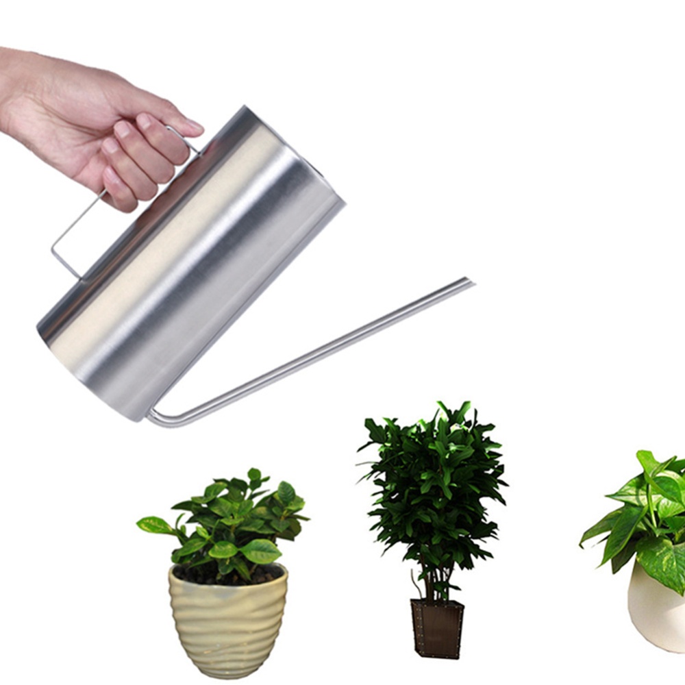 1.5L Stainless Steel Watering Flower Kettle Long Mouth Pot Gardening Tools silver - Image 3