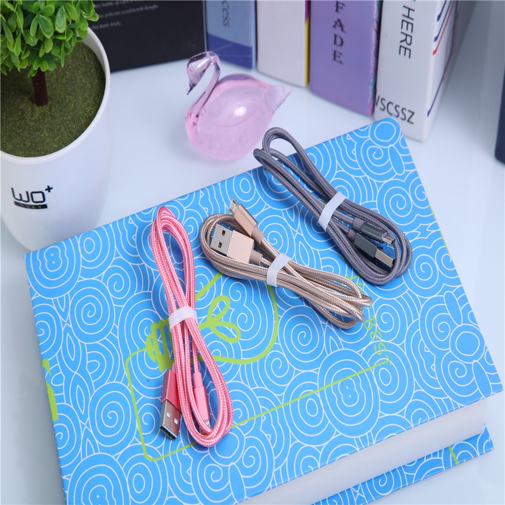 1M Weaving Micro USB Cable Fast Charging Data Cables for Android Mobile Phone Random Color - Image 2