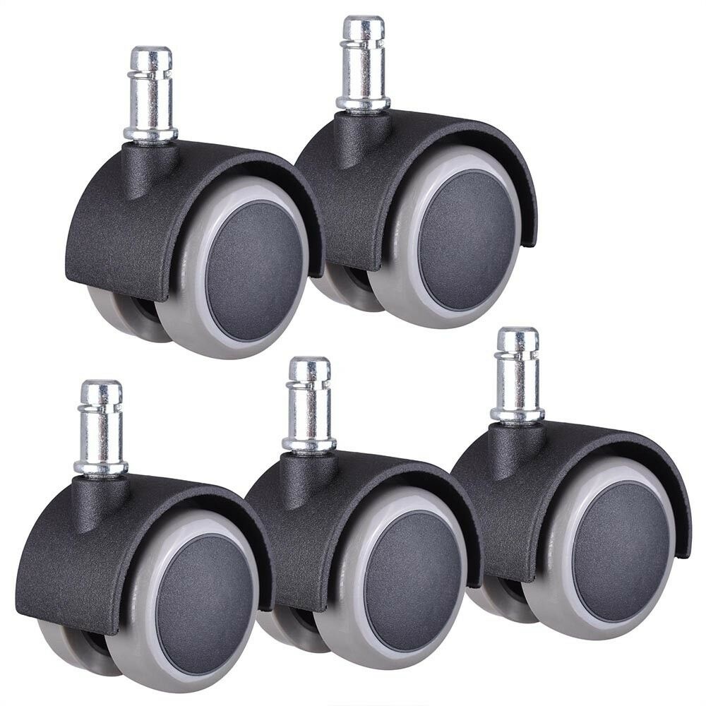 5Pcs Office Chair Caster Wheel Swivel Rubber Wood Floor Home Furniture Replacement 5pcs - Image 3