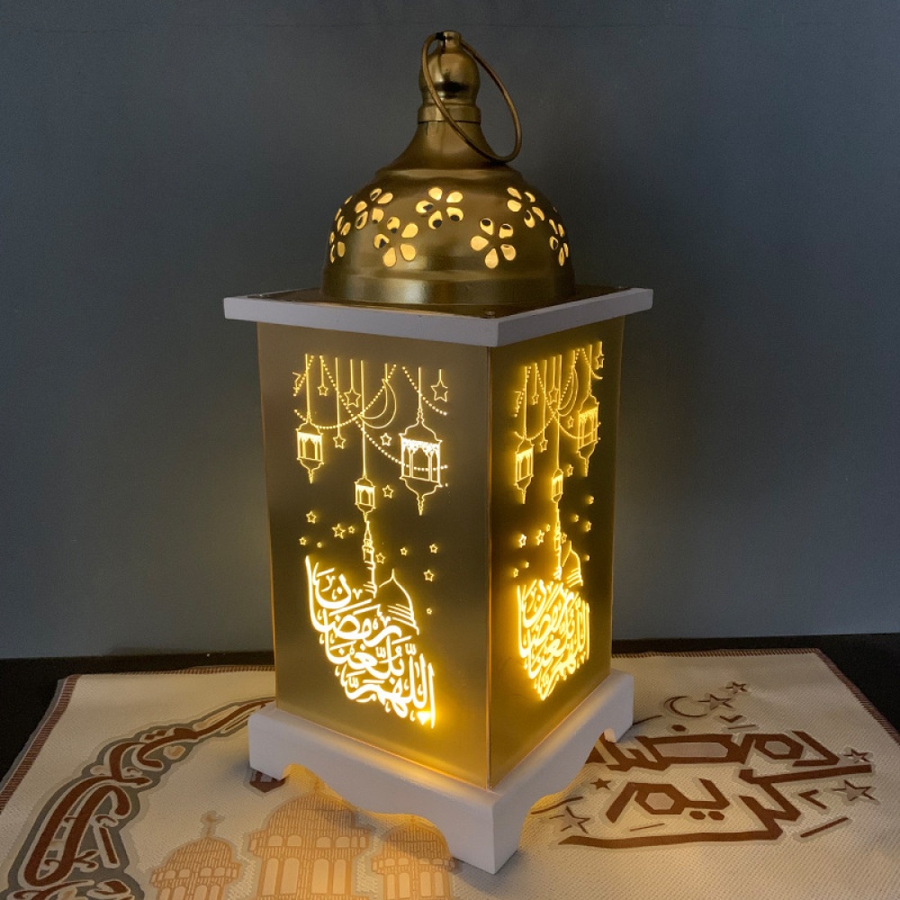 Muslim Ramadan Wind Lamp LED Light Wooden Hanging Pendant Eid Festival Holiday Decoration Short -1 - Image 2