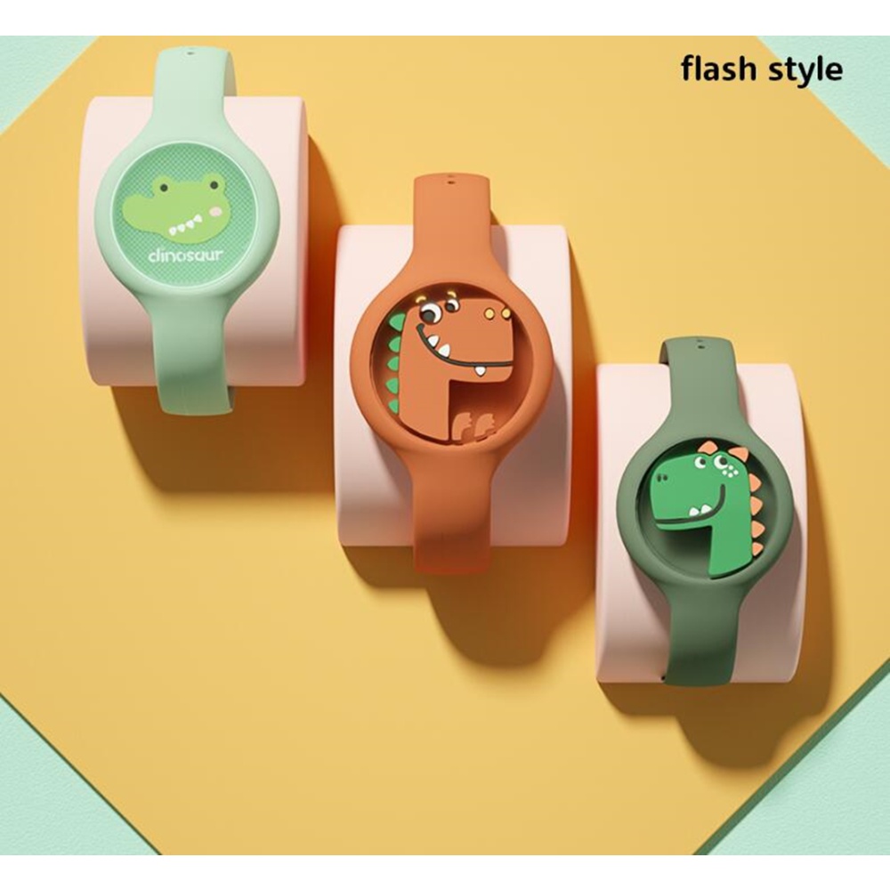 Indoor Cartoon Anti Mosquito Repellent Bracelets Baby Infant Children Luminous Hand Ring With light-crocodile (the strap color is random)