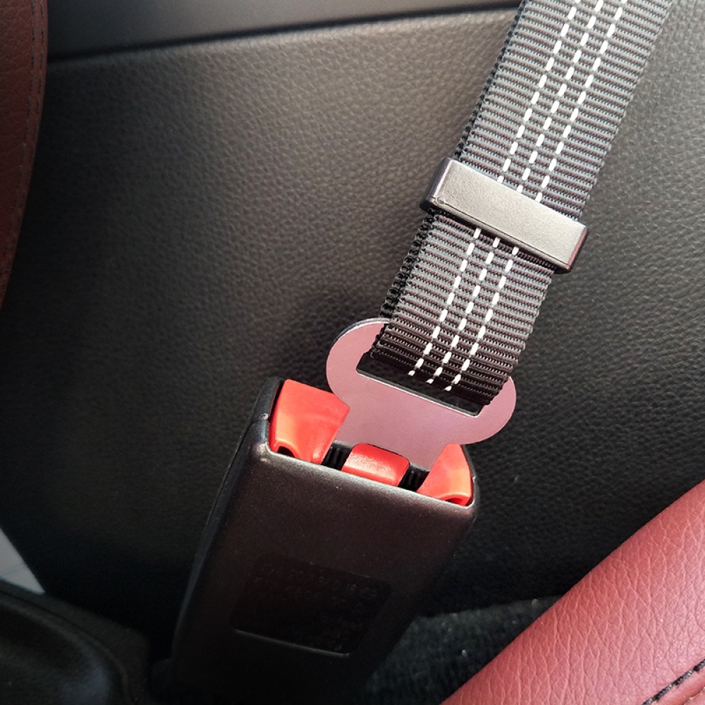 Car Seat Belt Dog Leash Elastic Reflective Safety Traction Rope gray_L - Image 2