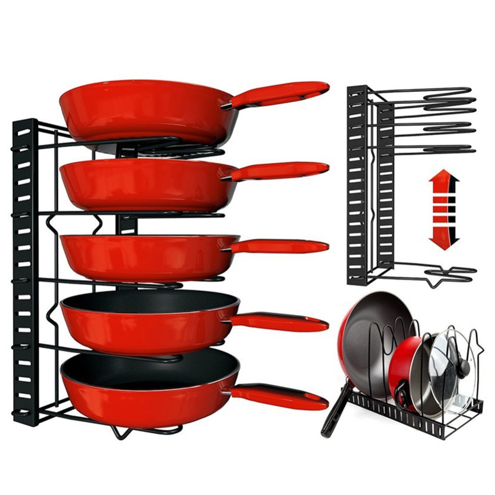 Multifuntion Storage Rack for Kitchen Cookware Pot Cutting Board Organization black - Image 3