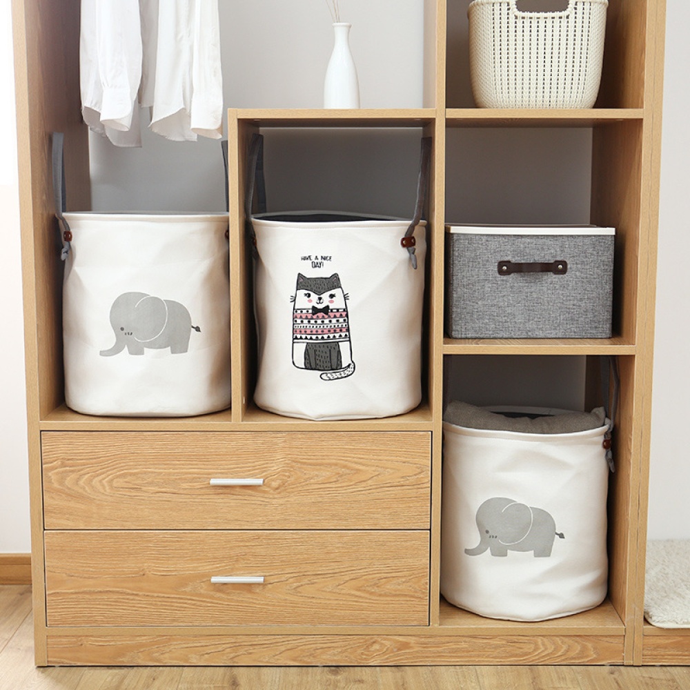 Cartoon Folding Dirty Clothes Basket Household Cloth Laundry Storage Elephant - Image 3