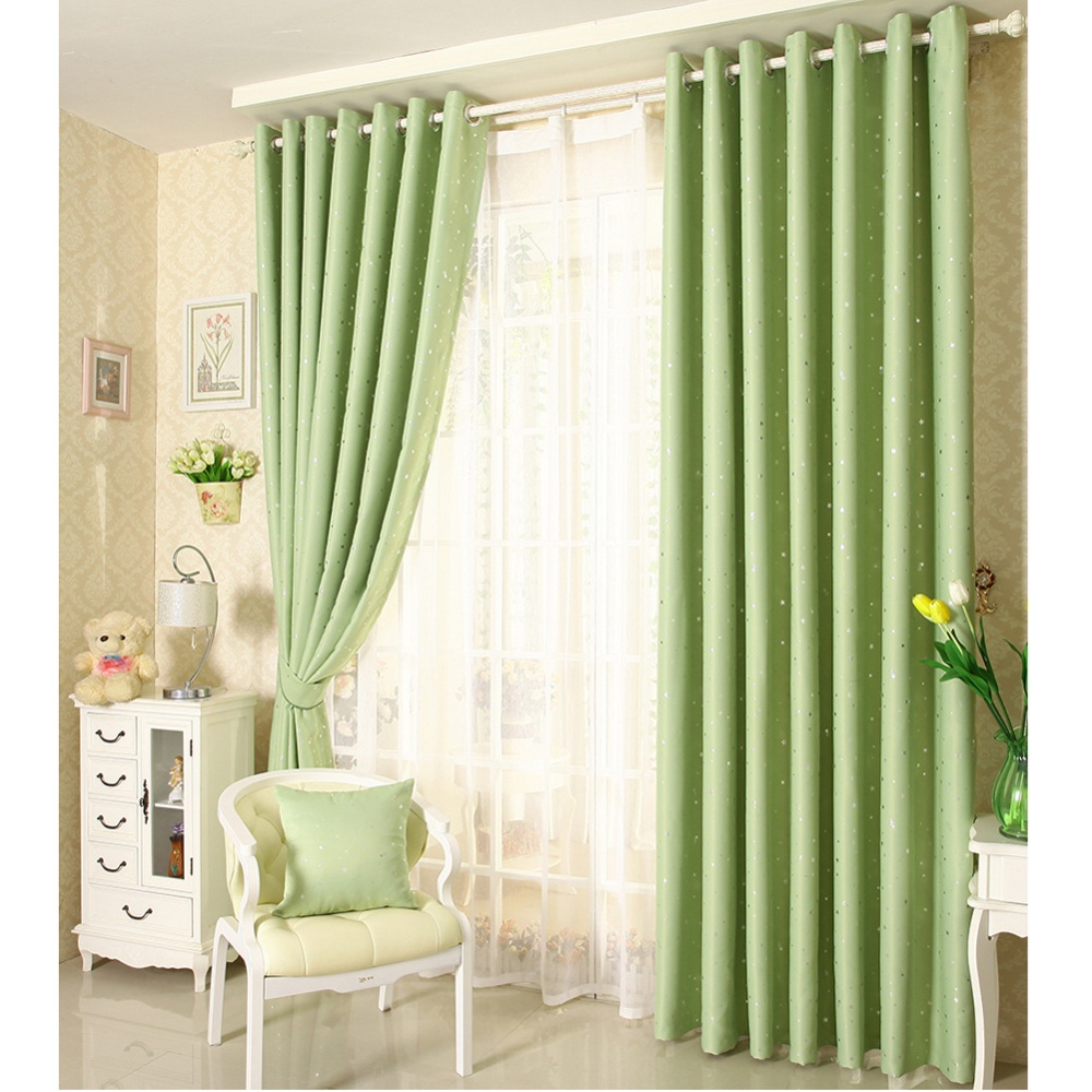 Home Shading Window Curatin Silver Star Printing Vetical Screening for Living Room Bedroom green_100*250cm