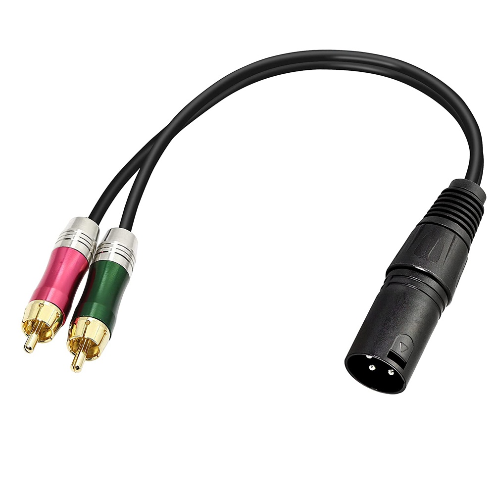 Metal Adapter Cable RCA Input/output XLR Connection Both Directions Connector 0.3m Black - Image 2