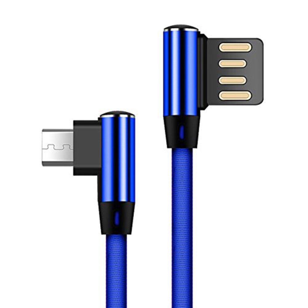 2m Double Elbow L Shaped 90 Degree Micro USB Fast Charging Data Transmission Cable for Phone blue - Image 2