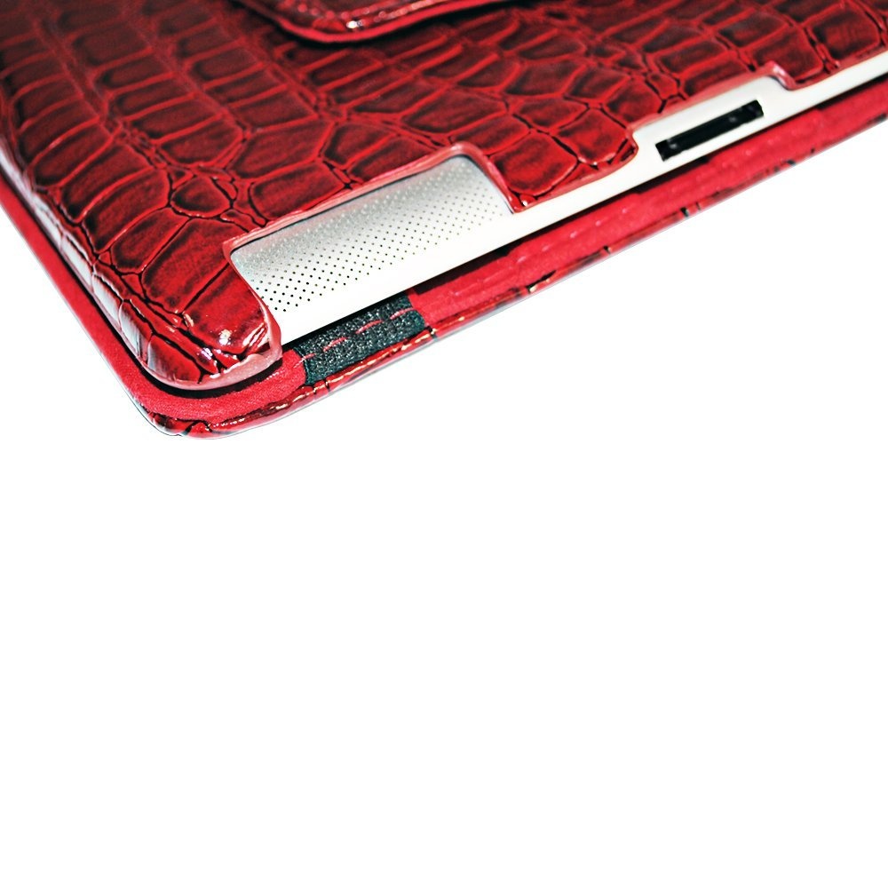 Dragonpad® 360 Degrees Rotating Stand Pu Leather Case for Ipad 3 (Red Luxury Crocodile Pattern) - Image 2