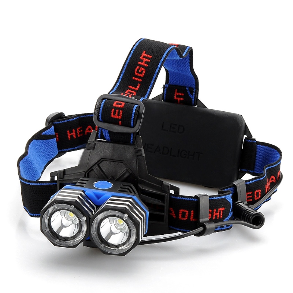 CREE XM-L 2x T6 LED Headlamp - 1600 Lumens, 4 Modes, USB Output