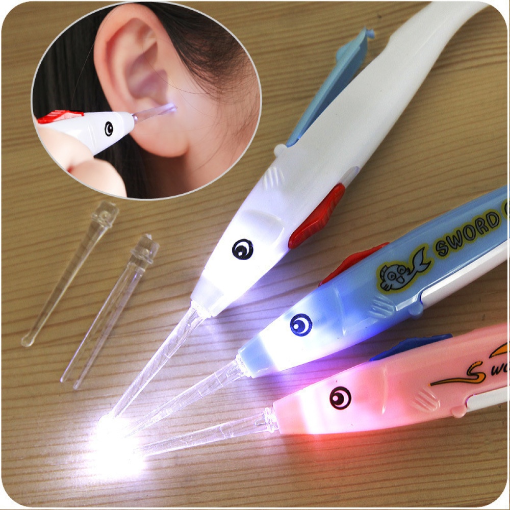 Kids Cartoon Luminous Ear Wax Cleaner Flashlight Ear-pick Earwax Remover Cleaning Care Tool Mixed color random