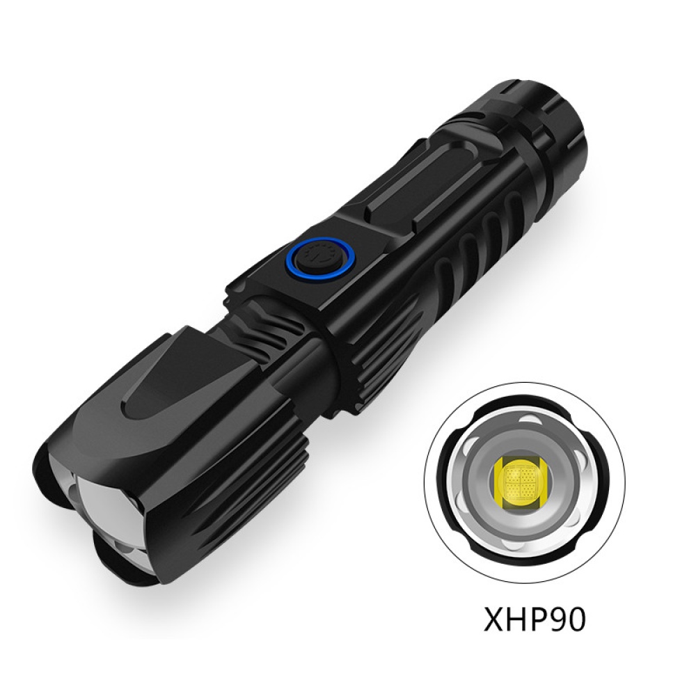 Waterproof 5 Modes Adjustable Variable Focus LED Flashlight with XHP90 Lamp Bead black_W69