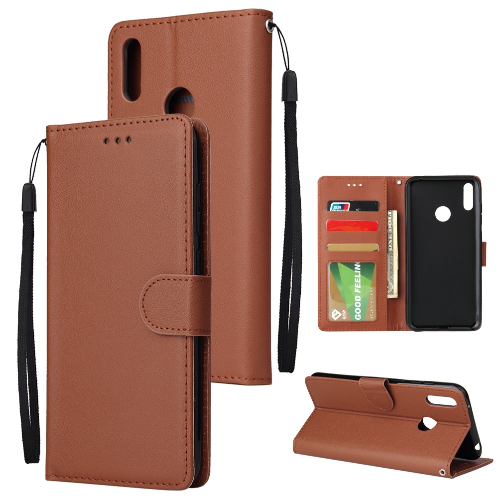 For HUAWEI Enjoy 9/ Y7 2019 /Y7 PRO 2019/Y7 PRIME Flip-type Leather Protective Phone Case with 3 Card Position Buckle Design Cover black - Image 2