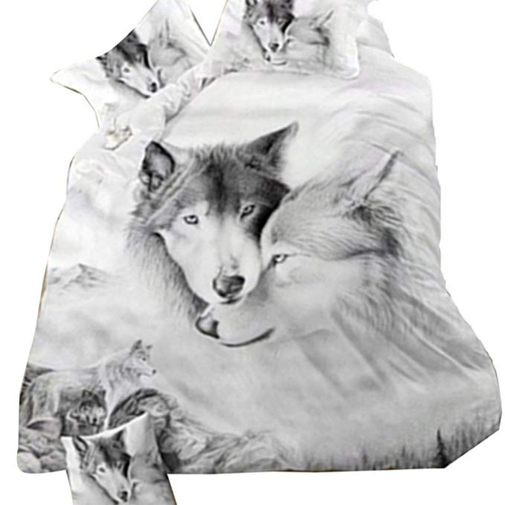 3D Double Wolf Printing Theme Bed Set Quilt Cover Pillowcases Housewarming Gift Decoration 2pcs/3pcs - Image 3