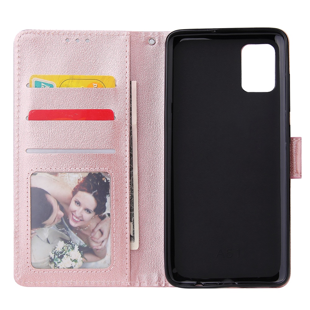 For Samsung A51 Phone Case PU Leather Shell All-round Protection Precise Cutout Wallet Design Cellphone Cover Rose gold - Image 2