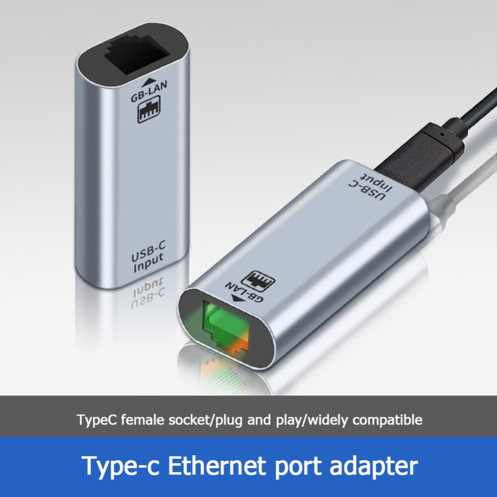 1m Type C To Gigabit Ethernet Usb Adapter Supports 10/100/1000 Mbps Speed silver - Image 2