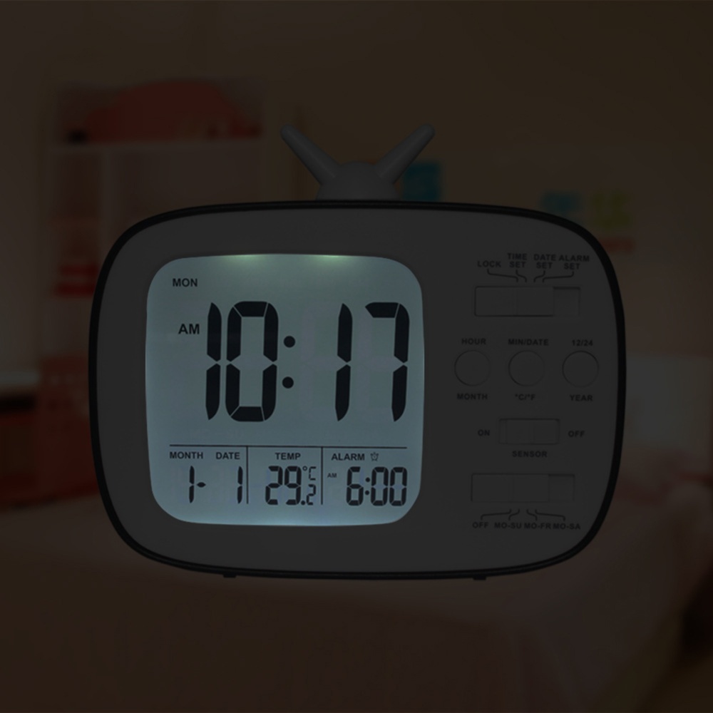 Children and Student LCD Electronic Bedside Light-sensitive Smart Alarm Clock G180 white - Image 3