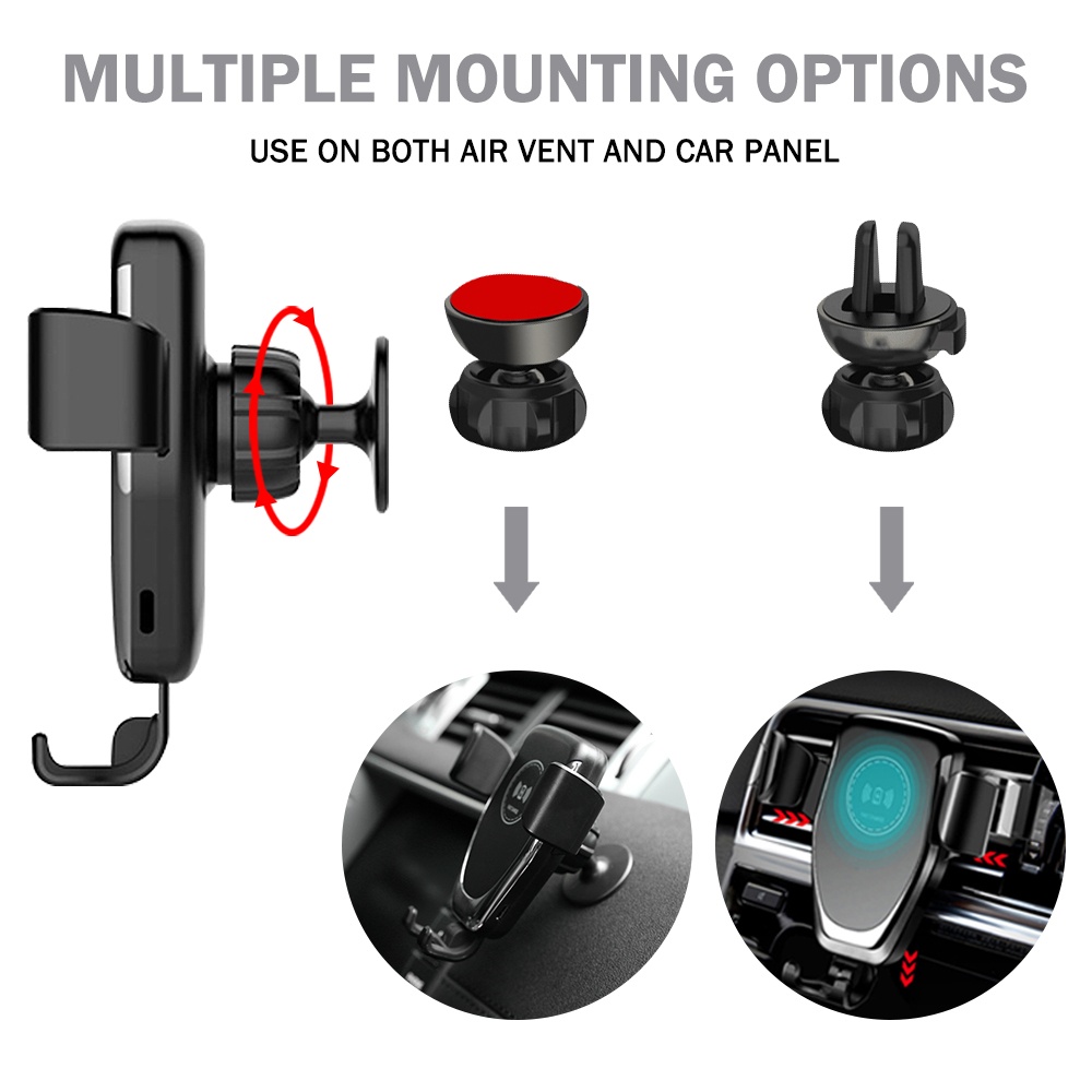 Car Qi Wireless Charger Quick Charge Fast Mount Holder for Phone black - Image 2