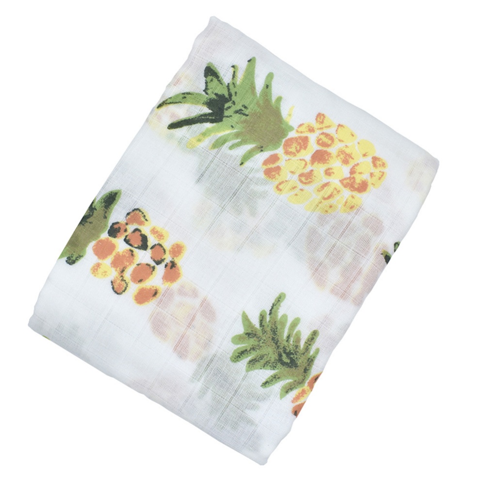 Multifunctinal Infant Double Layer Muslin Swaddle Bath Towel pineapple_120*120cm