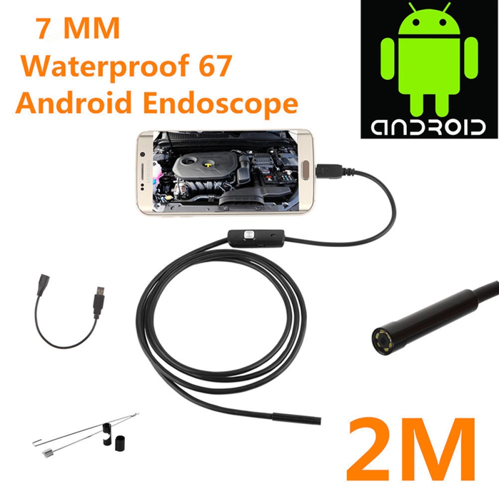 2m 1m 7mm Endoscope Camera Flexible Ip67 Waterproof Inspection Borescope 6leds Adjustable 2 meters