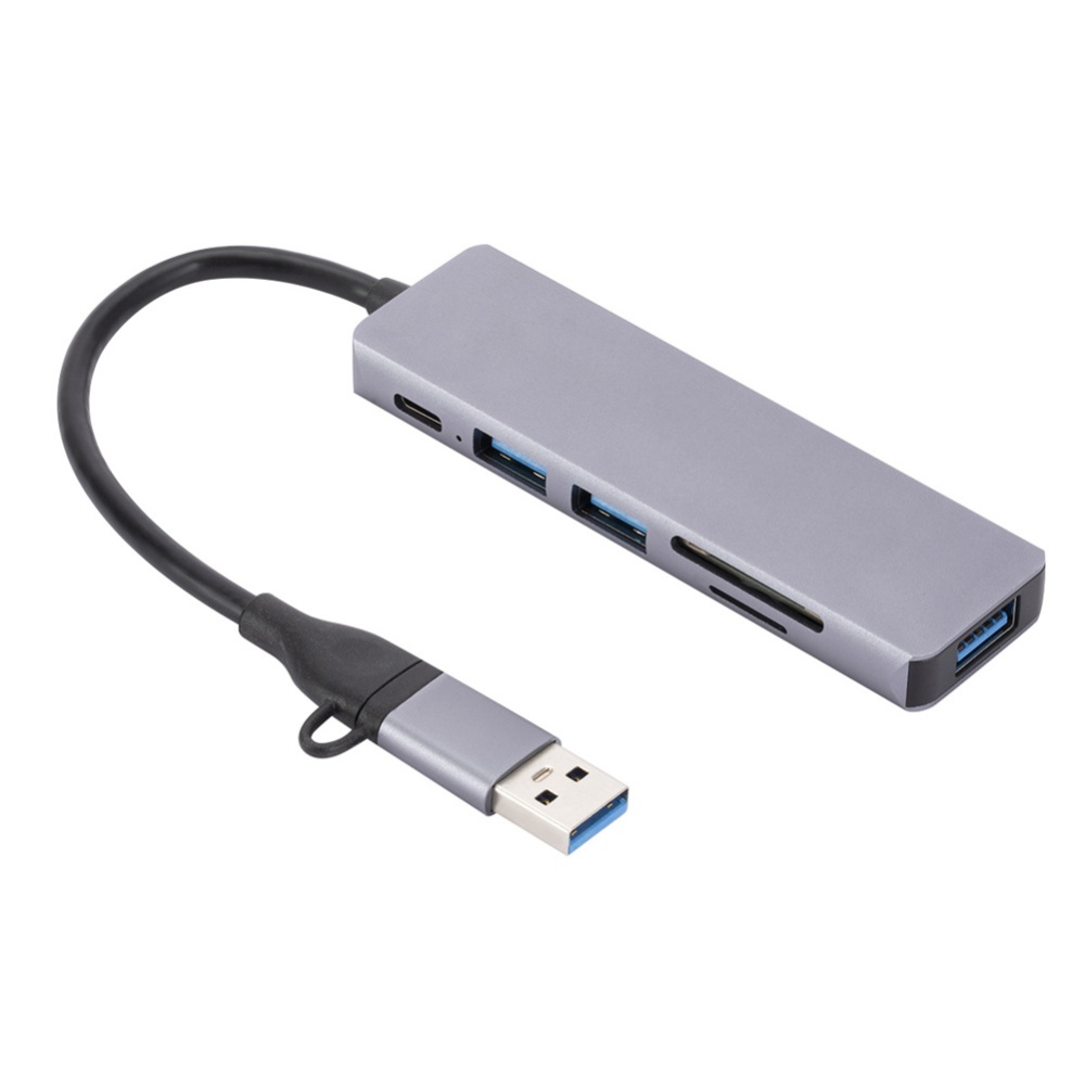 Usb3.0 Type-C Docking Station Mobile Phone Computer Card Reader Adapter Ultra-Slim Portable Data Hub Grey - Image 3