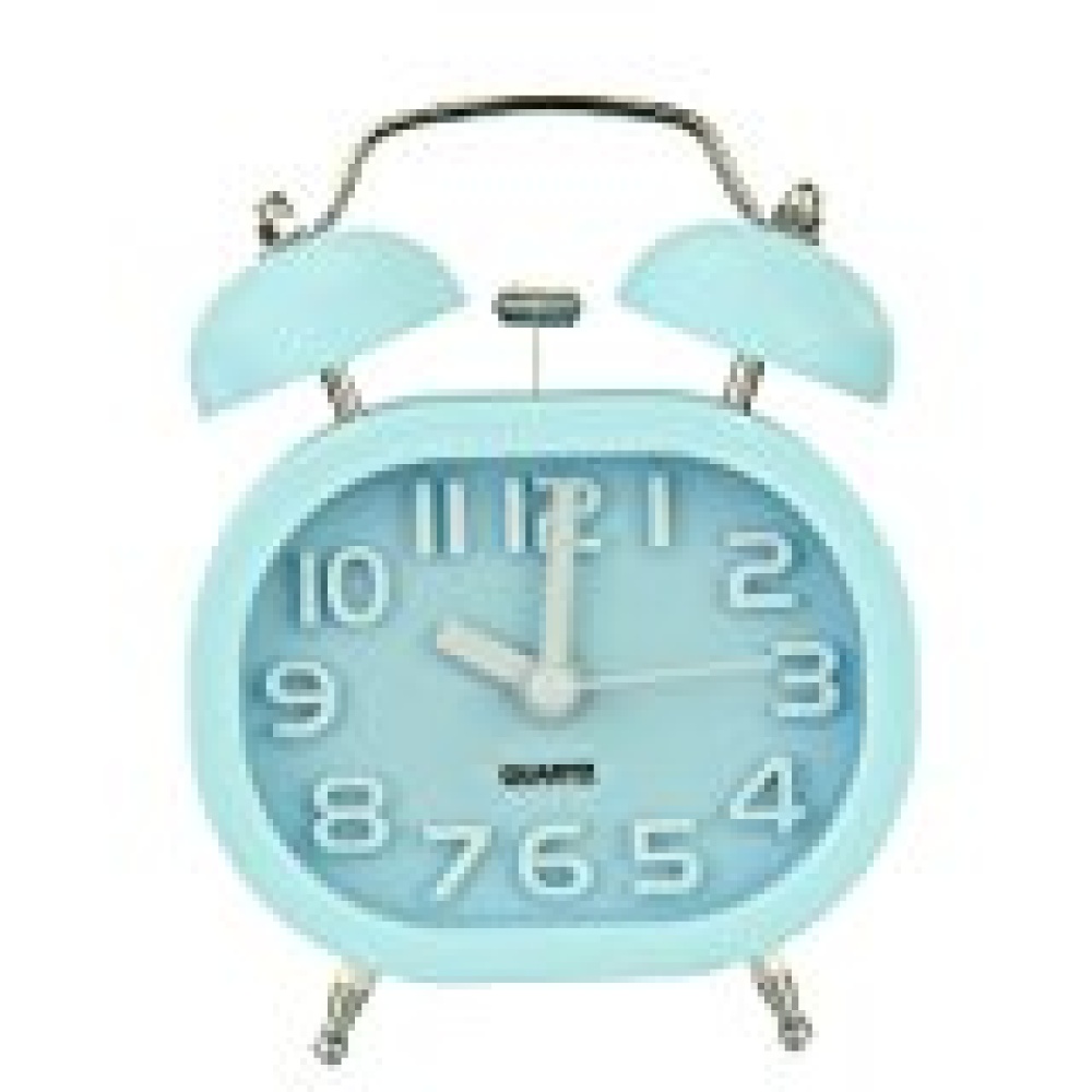 Fashion Oval Cute Twin Double Bell Desk Alarm Clock with Nightlight Loud (blue)