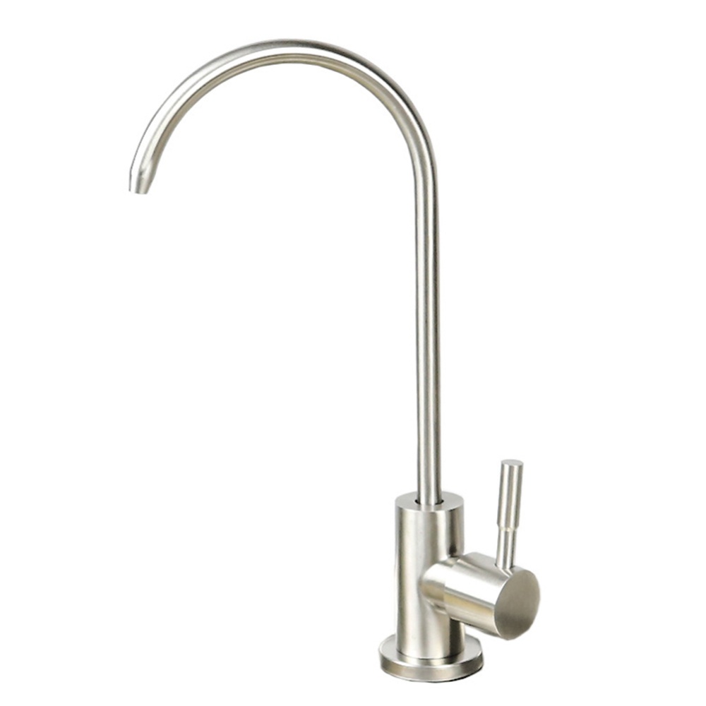 Kitchen Stainless Steel Goose Neck Single Cold Water Faucet for Purifier Drinking Fountain Tap Silver
