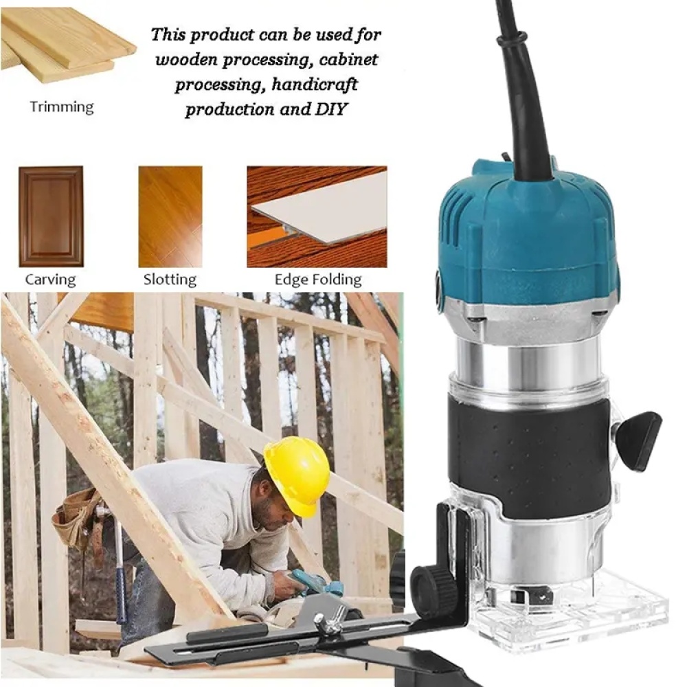 800W Electric Hand Wood Trimmer Router Mounting Accessory Storage Case Set U.S. regulations - Image 2