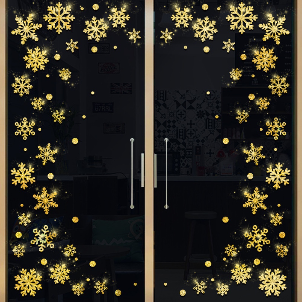 Christmas Self Adhesive Removable Gold Glittering Wall Stickers for Window Showcase Home Decor As shown - Image 3